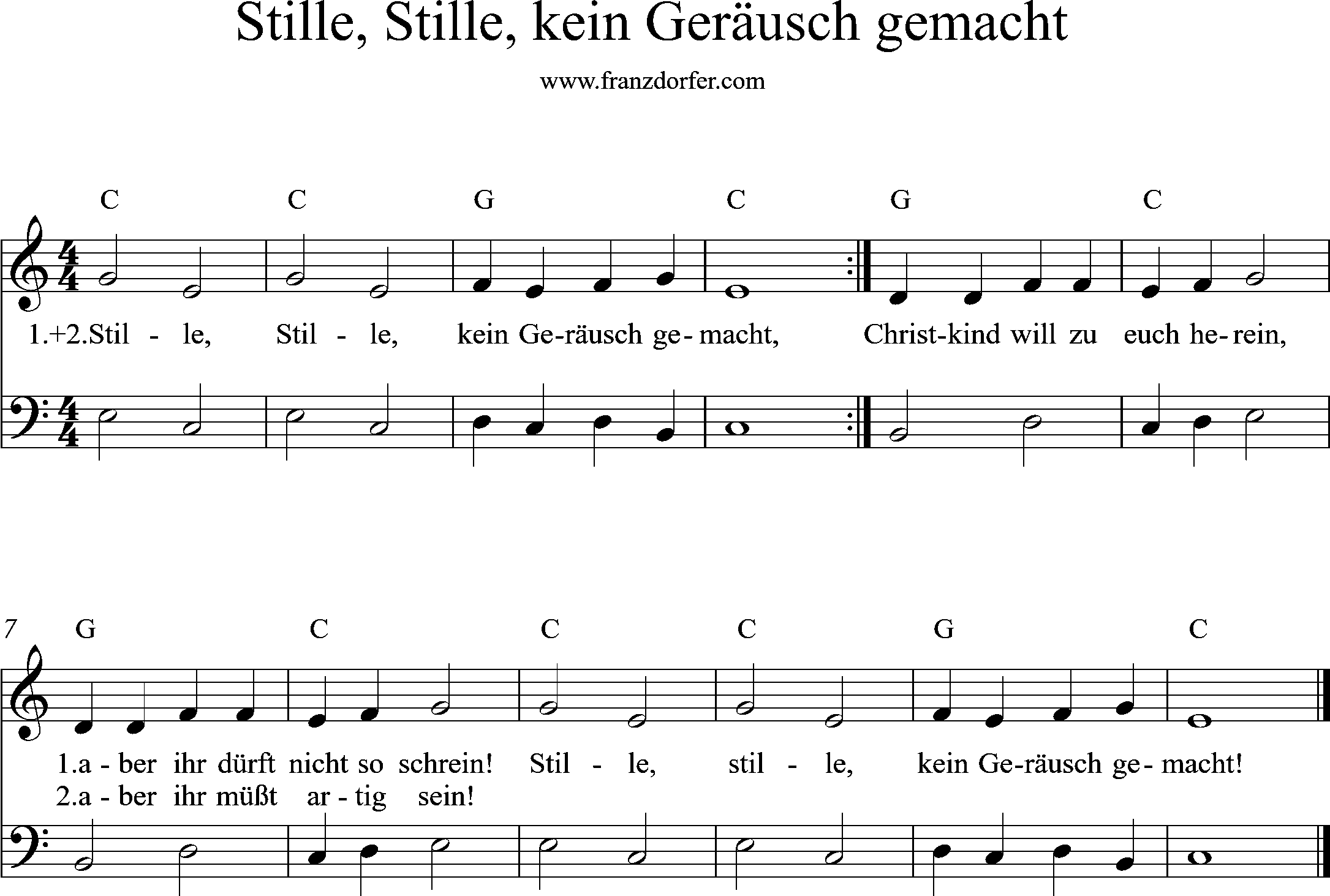 klaviernoten, C-Dur, stille kein geräusch gemacht